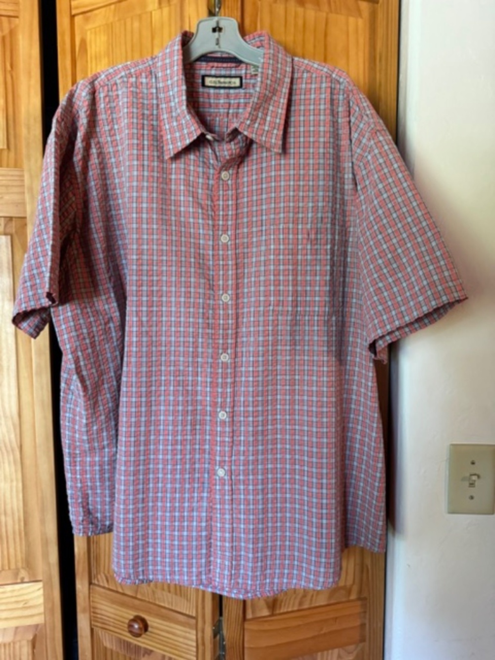 Bass & Co red plaid dress shirt XXL